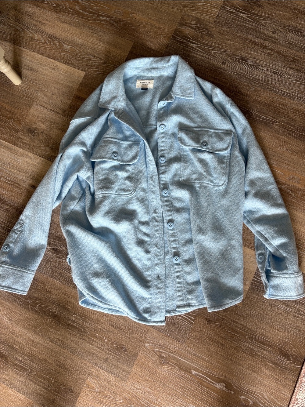 American Eagle Pale Blue Button-Up Shirt Jacket